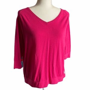 🔵 3/$15 - North Sails Fuchsia Pink V Neck Sweater Size Small